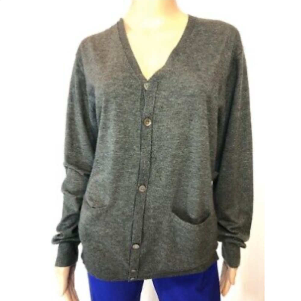 Mauro Grifoni Mens Sweater Cardigan Gray V-Neck 52